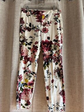 Zara Floral Print White Women's Pants
